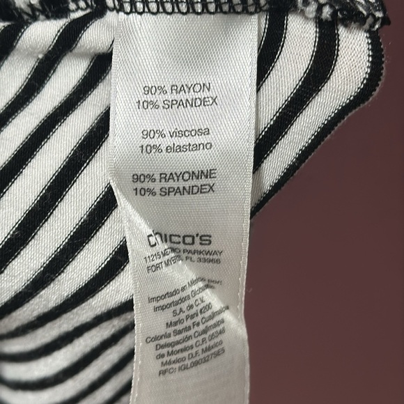 ZENERGY BY CHICO’S Sleeveless Black/White stripe Cowl Neck Maxi Dress Size 1 - Picture 6 of 7